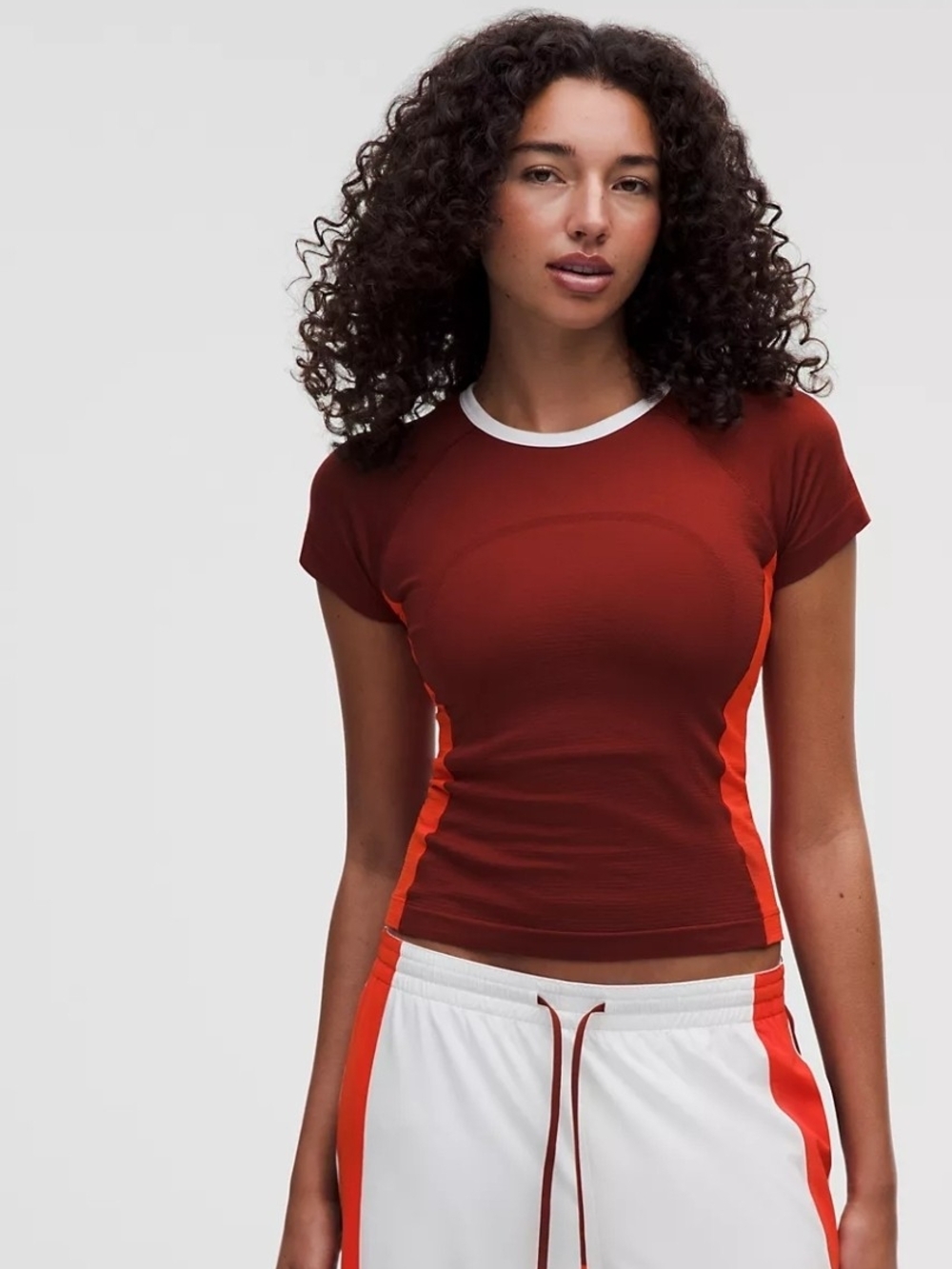 NWT lululemon Cranberry/cherry Ember/white 2.0 Short Sleeve Top